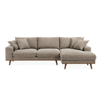 Harper 3-zits chaise longue rechts - Silencio Lichtbruin - Mooier Thuis