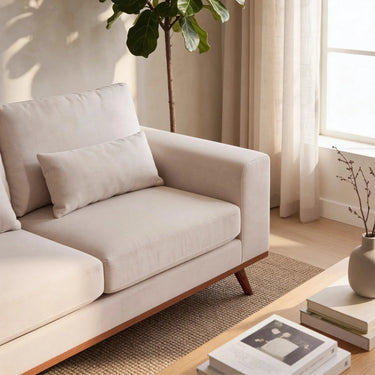 Japandi 3-Sitzer Ecksofa links - Grande Beige