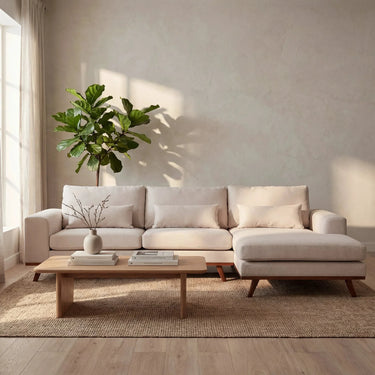 Japandi 3-zits hoekbank rechts - Grande Beige