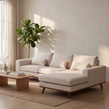 Japandi 3-zits hoekbank rechts - Grande Beige