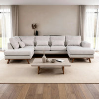 Japandi 3-zits hoekbank links - Melva Beige - Mooier Thuis