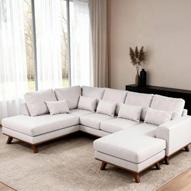 Japandi 3-zits hoekbank links - Melva Beige