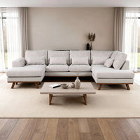 Japandi 3-zits chaise longue rechts - Melva Beige - Mooier Thuis