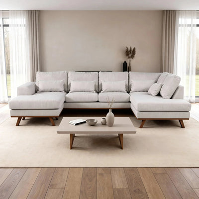 Japandi 3-Sitzer Chaiselongue rechts - Melva Beige