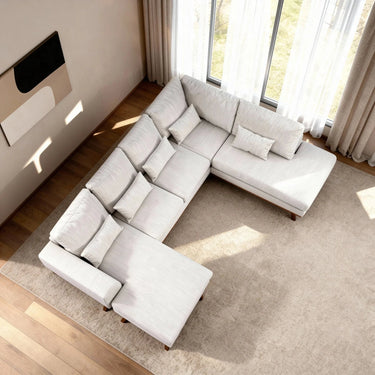 Loungebank 3-zits Japandi chaise longue rechts - Melva Beige