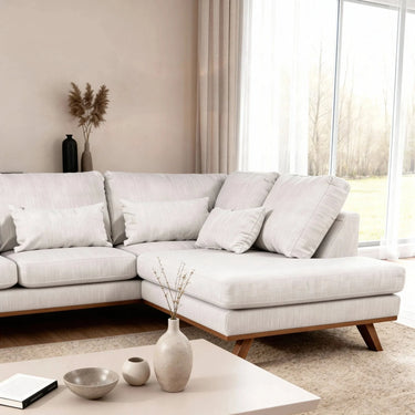 Loungebank 3-zits Japandi chaise longue rechts - Melva Beige