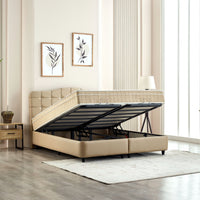 Opbergboxspring Marrakech Kunstleer Beige – 160x200 cm