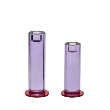 Geschnittene, violette Kerzenständer (2er-Set)