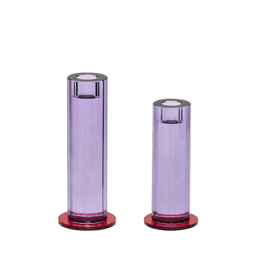 Geschnittene, violette Kerzenständer (2er-Set)