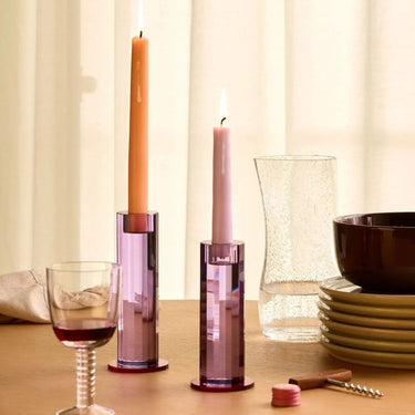 Geschnittene, violette Kerzenständer (2er-Set)