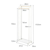 Yamazaki Tower kledingrek met wieltjes - wit