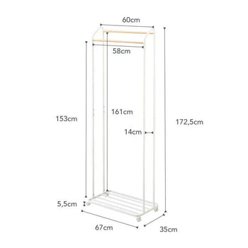 Yamazaki Tower Kleiderständer mit Rollen - weiß