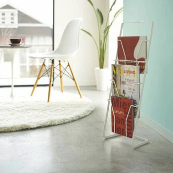 Yamazaki Tower Zeitschriftenständer mit 4 Fächern – Weiß