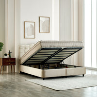 Opbergboxspring Marrakech Velvet Beige – 140x200 cm