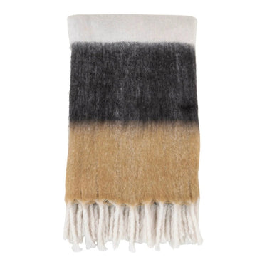 Sintra plaid wolmix - zwart/wit/bruin - 130×170 cm