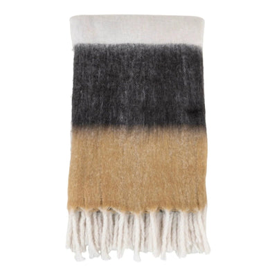 Sintra plaid wolmix - zwart/wit/bruin - 130×170 cm
