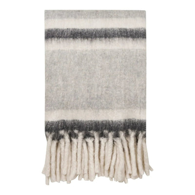 Kuscheldecke aus karamellfarbenem Wollmischgewebe – grau/weiß – 130 × 170 cm
