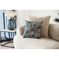 House of Nordic Blossom sierkussen - blauw/bruin - 45×45 cm - Mooier Thuis