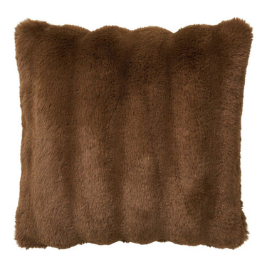 Galena kunstbont sierkussen - bruin - 45×45 cm