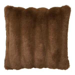 Galena kunstbont sierkussen - bruin - 45×45 cm