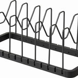 Yamazaki Tower uitschuifbare deksel- en pannenhouder - Zwart - 20 cm breed - Mooier Thuis