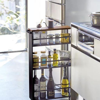Yamazaki Tower smalle keukentrolley met greep - Zwart