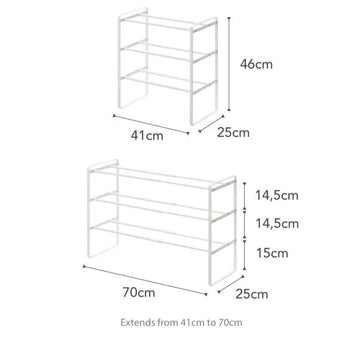 Yamazaki Frame ausziehbares 3-stöckiges Schuhregal – weiß