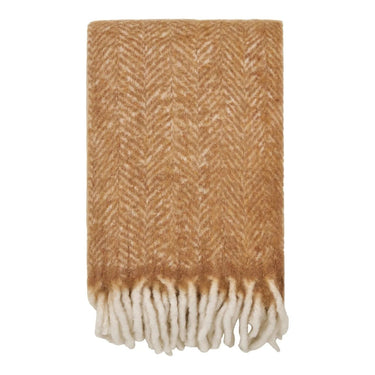Carmel plaid wolmix - lichtbruin - 130×170 cm