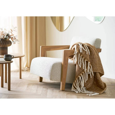 Carmel plaid wolmix - lichtbruin - 130×170 cm