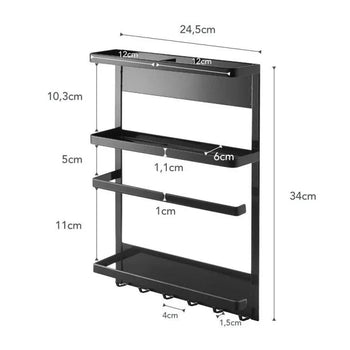 Yamazaki Tower magnetisch keukenrek zwart voor koelkast