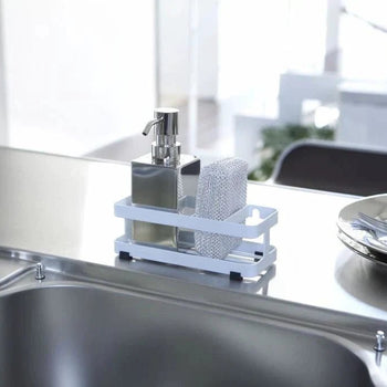 Yamazaki Tower spons- en zeephouder met zuignappen - wit