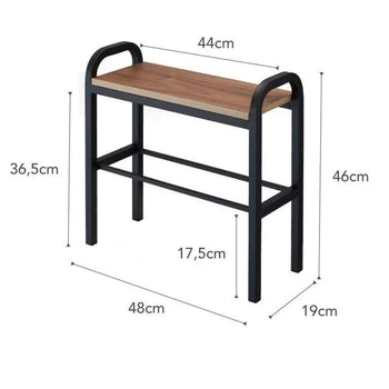 Yamazaki Tower Schuhregal mit Holzablage – Schwarz