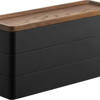 Yamazaki Rin Schmuckorganizer mit Deckel, 3-stöckig – Schwarz