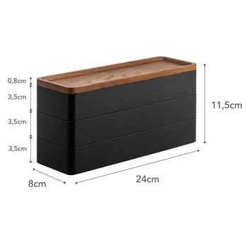 Yamazaki Rin Schmuckorganizer mit Deckel, 3-stöckig – Schwarz