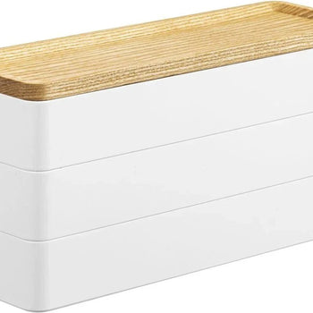 Yamazaki Rin Schmuckorganizer mit Deckel, 3-stöckig – Weiß