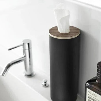 Yamazaki Rin tissuebox rond L - zwart