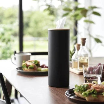 Yamazaki Rin tissuebox rond L - zwart