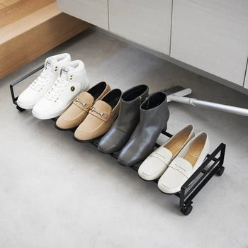 Yamazaki Tower Schuhregal auf Rollen – Schwarz