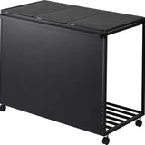 Yamazaki Tower prullenbak op wielen, 3 compartimenten - zwart - 76 cm breed - Mooier Thuis