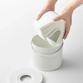 Yamazaki Tower ronde tissuebox met handvat - wit