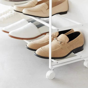 Yamazaki Tower Schuhregal auf Rollen, 5-stöckig – Weiß