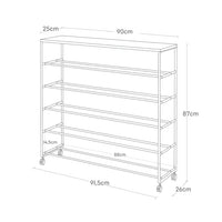 Yamazaki Tower Schoenenrek op wielen 5-laags - Wit - afbeelding 2