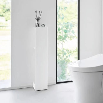 Yamazaki Tower Toilettenpapierhalter auf Rollen, schmal - Weiß