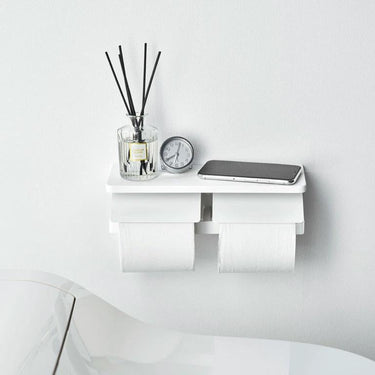 Yamazaki Tower dubbele toiletrolhouder voor wandmontage - wit - afbeelding 4