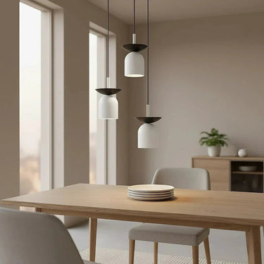 EGO 3-lichts hanglamp - Wit metaal - Zwart accent