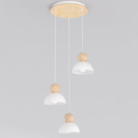 Kaki hanglamp hout 3-lichts wit naturel premium
