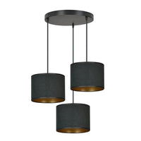 HILDE 3-lichts hanglamp - Zwart fluweel met goud - Mooier Thuis