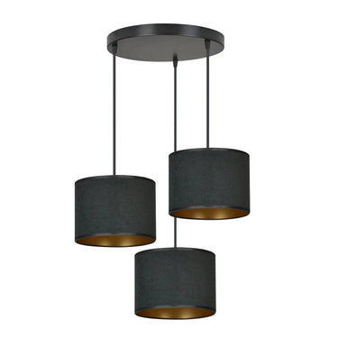 HILDE 3-lichts hanglamp - Zwart fluweel met goud