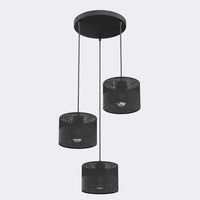 Karbon hanglamp textiel 3-lichts zwart premium