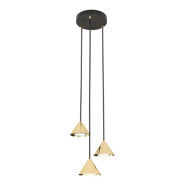 ELITE 3-lichts hanglamp - Gouden driehoek kappen